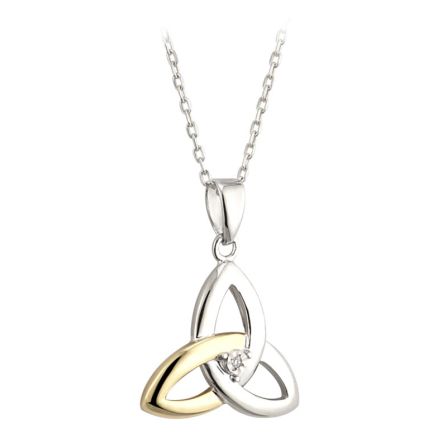 Solvar Sterling Silver Trinity Knot Diamond Pendant 
